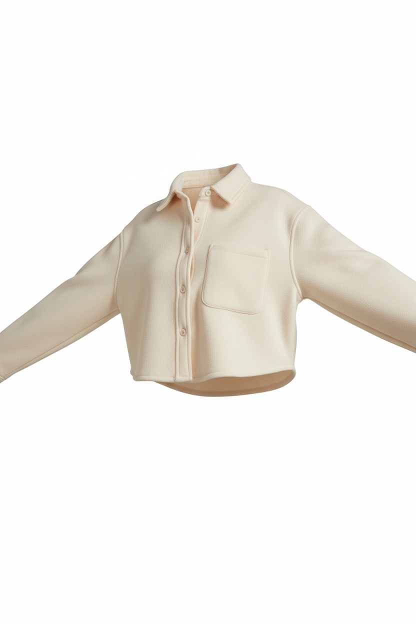 JENNIE  Plush Fleece Lounge Cropped Button Shirt Shacket