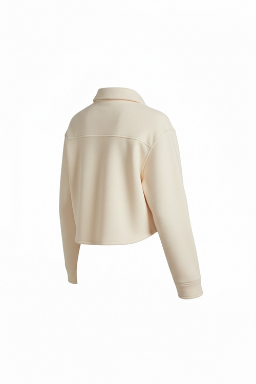 JENNIE  Plush Fleece Lounge Cropped Button Shirt Shacket